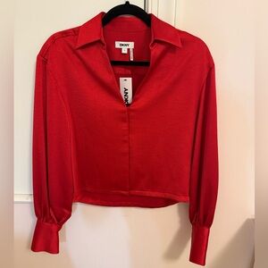 brand new red satin shirt!